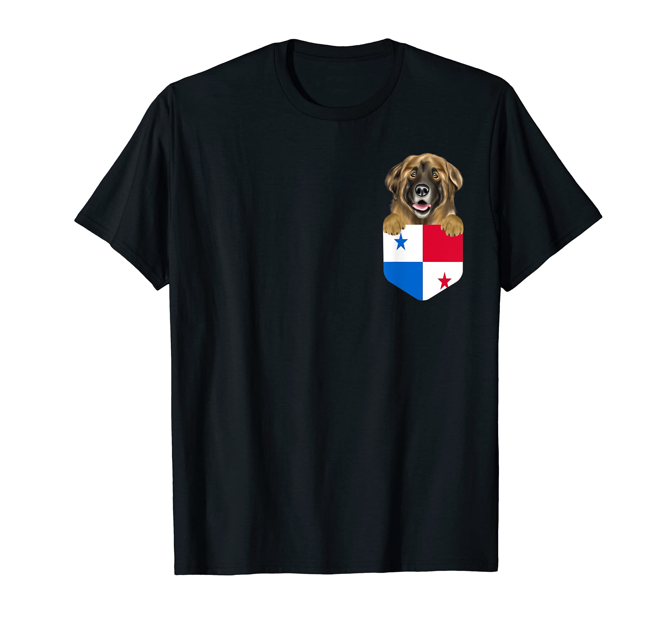 Panama Flag Leonberger Dog In Pocket T-Shirt