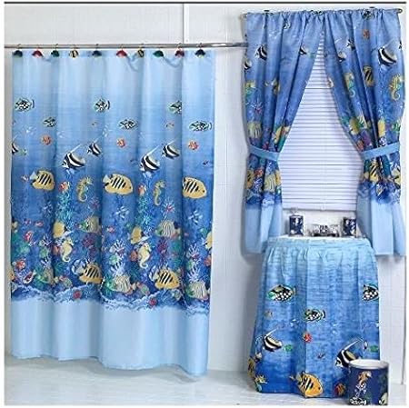 Amazon Com Home Fashions Tropical Fish Shower And Window Curtain