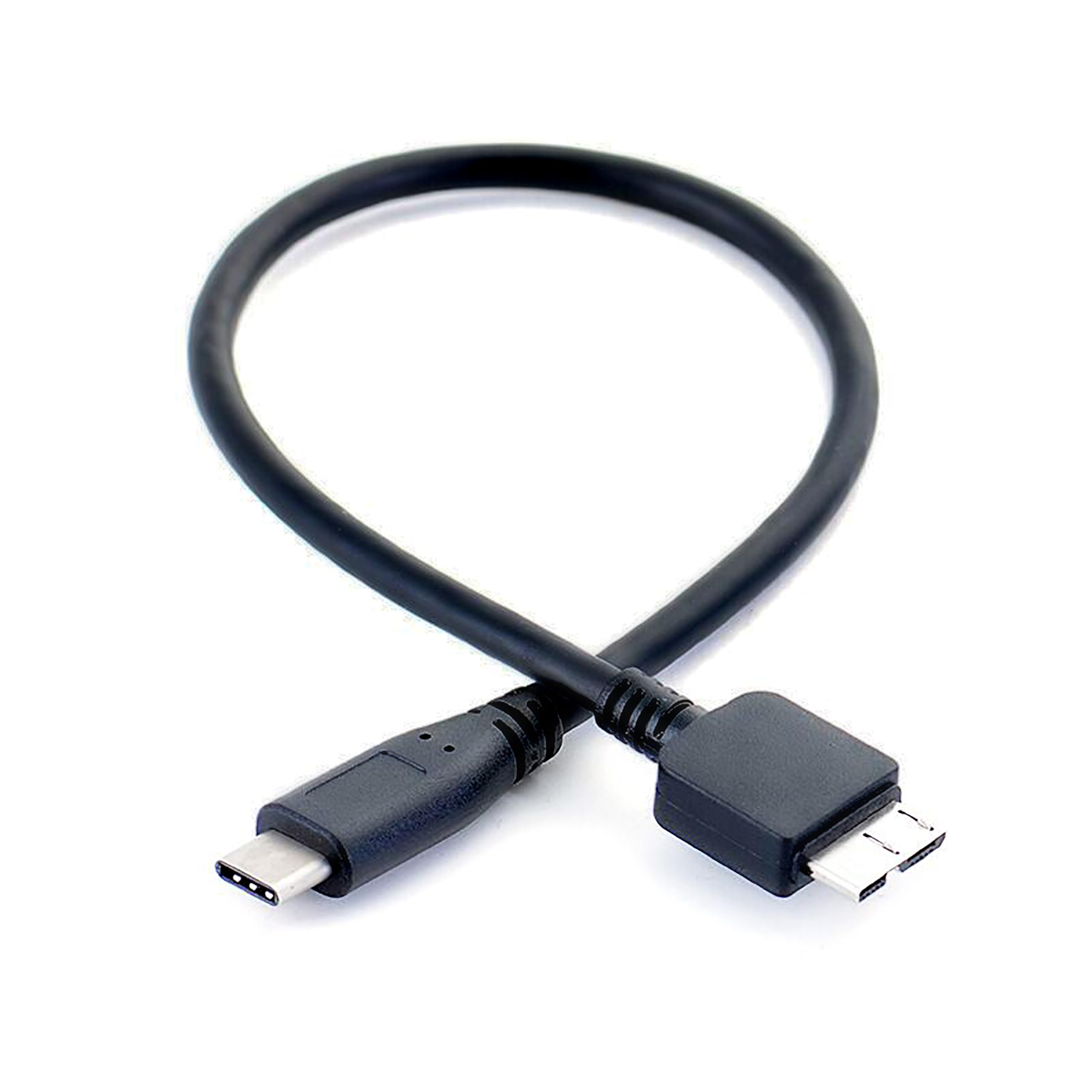 AntilaTech Universal 30cm OTG USB Type-C Male to USB 3.0 Micro Type-B Male Hard Drive Data Transfer Cable - Compatible with USB 3.0 Micro-B External Portable SSD HDD & Type-C Enabled Devices