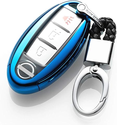 Amazon カーリモコンカバーキーセットキーケースに適してニッサン日産nissan Teana エクストレイル X Trail Qashqaiムラノkicks Tiida Maximaリモコン装飾保護アクセサリー Blue キーケース キーホルダー 車 バイク