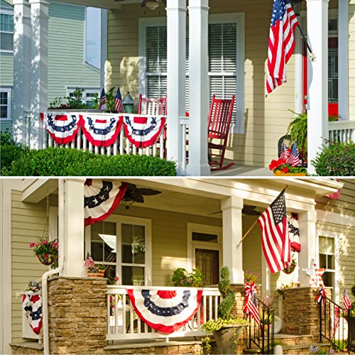 4 Pack American Flag Bunting Banner, USA Pleated Fan Flag 1.5x3 Ft US Patriotic Bunting Flags, 4th of July Independence Day Banner USA Bunting Decoration Flags for Memorial Day, Veterans Day