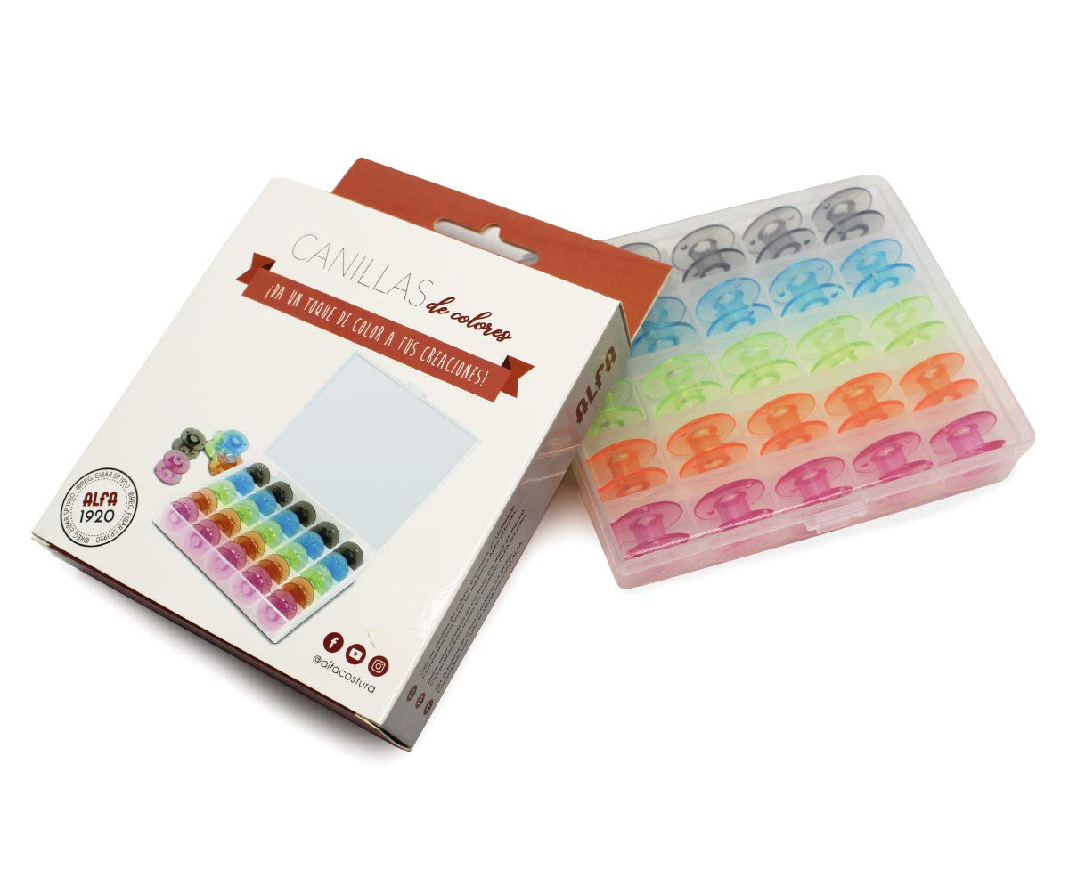 Alfa 6050 - Box of 25 Coloured Bobbins