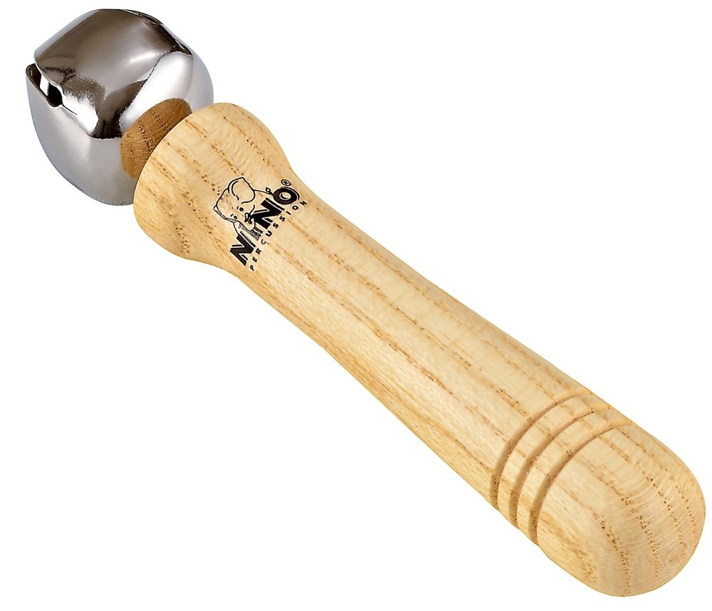 Nino Percussion Bell Stick Instrument - Musical Instrument for Children from 3 Years - With 1 Bell - Siam Oak, Natural (NINO960)