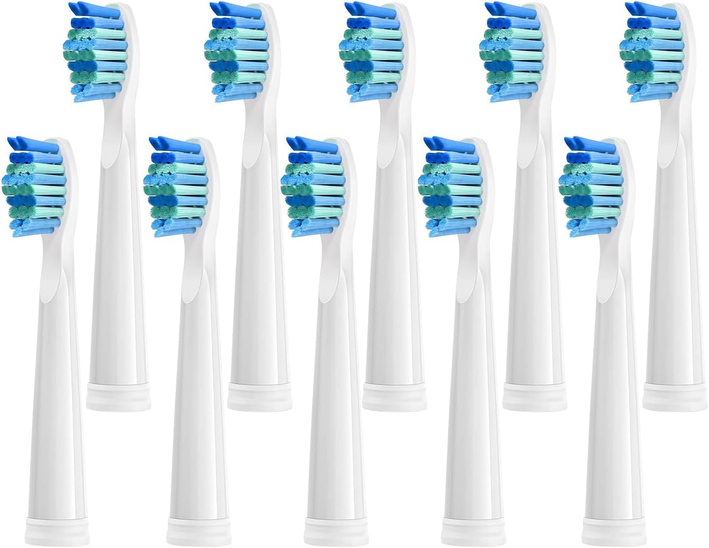 Photo 1 of 10 Pack Toothbrush Replacement Heads Compatible with Fairywill FW-D1/D3/D7/D8/507/508/551/917/959, ATMOKO, Gloridea, Sboly, WOVIDA, YUNCHI Sonic Electric Toothbrushes - White