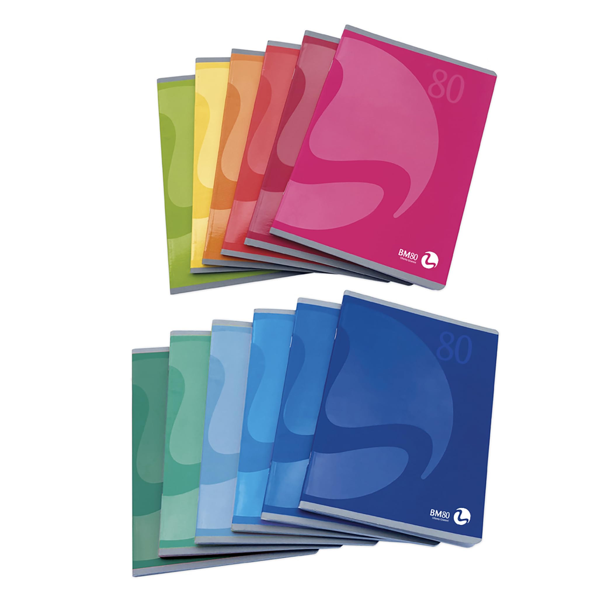 BM BeMore – Color 80, 0110598 – Notebook A5 (15 cm x 21 cm) – Ruling 5 mm Squares without Margins – Paper 80 g/m² – Assorted Colours – Pack of 12