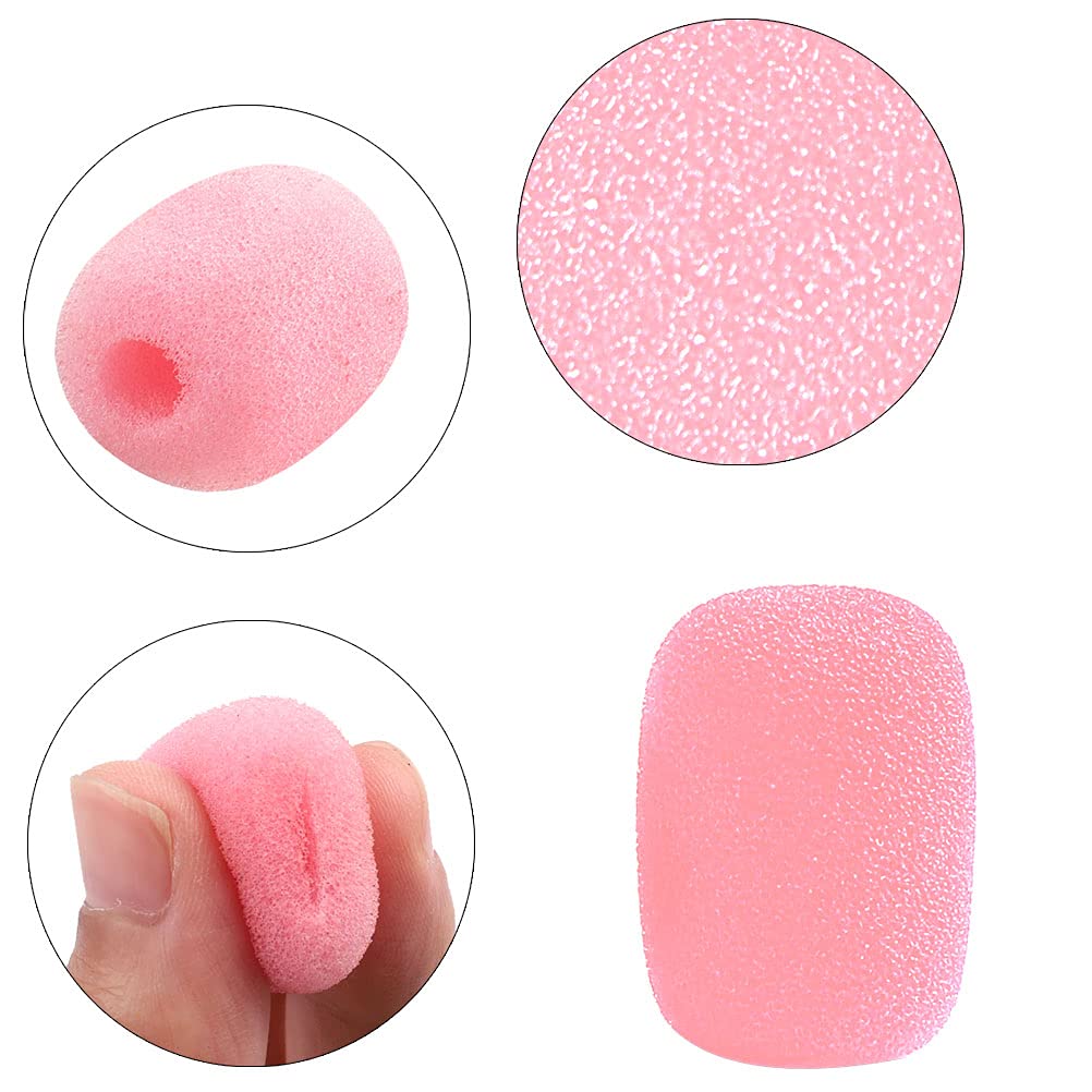 10 Pack Lapel Headset Microphone Windscreen,Christmas Stocking Stuffers Microphone Sponge Foam Cover Mini Size Lavalier Microphone Windscreen for Variety of Headset Microphone, Pink