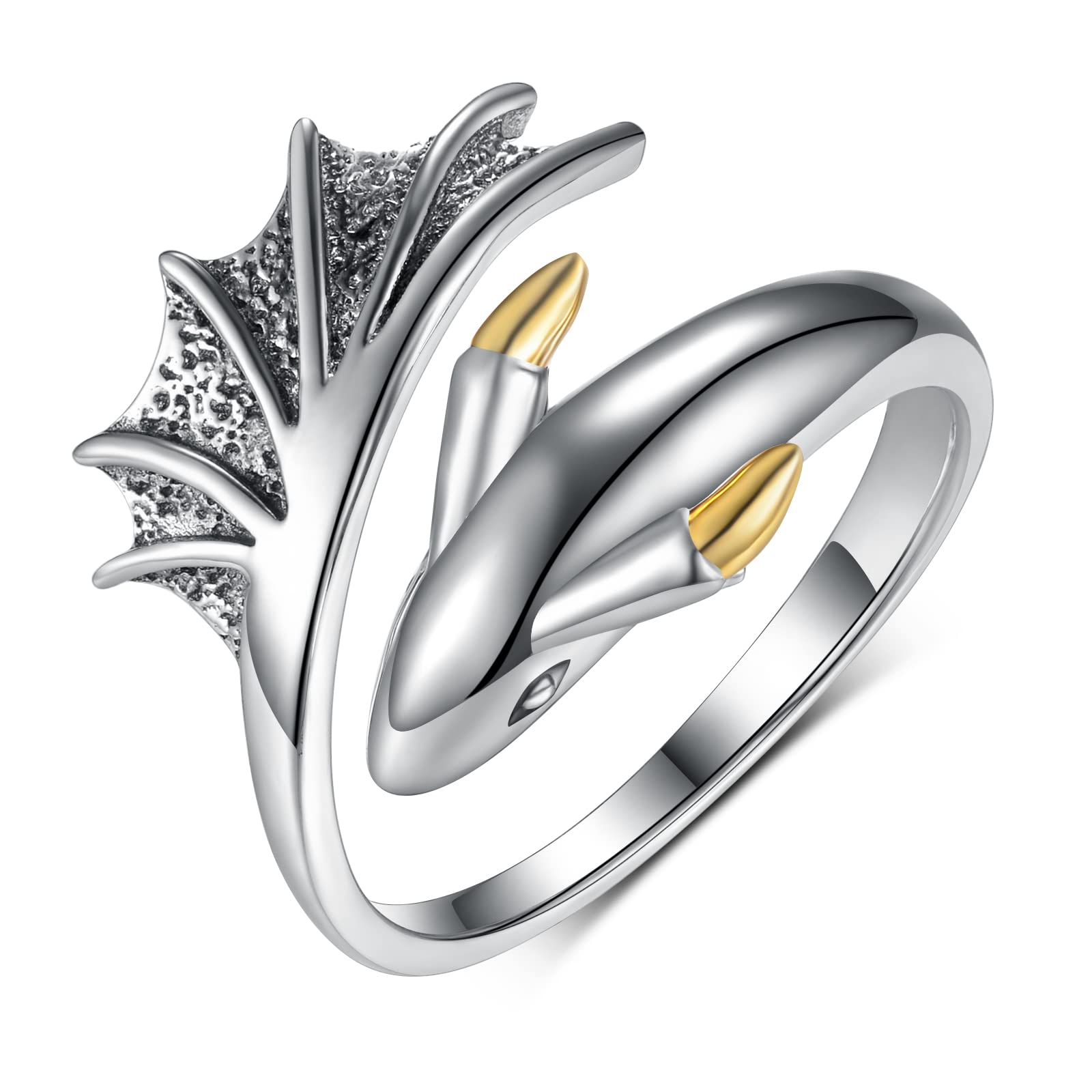 Daixiya Dragon Ring 925 Sterling Silver Adjustable