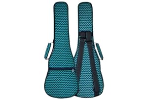 HOT SEAL 10MM Sponge Padding Waterproof Durable Colorful Conventional Ukulele Case Bag with Storage (26 Inch, Green Waves)