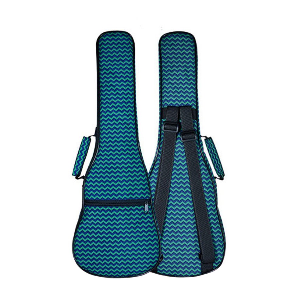 HOT SEAL 10MM Sponge Padding Waterproof Durable Colorful Conventional Ukulele Case Bag with Storage (26 Inch, Green Waves)