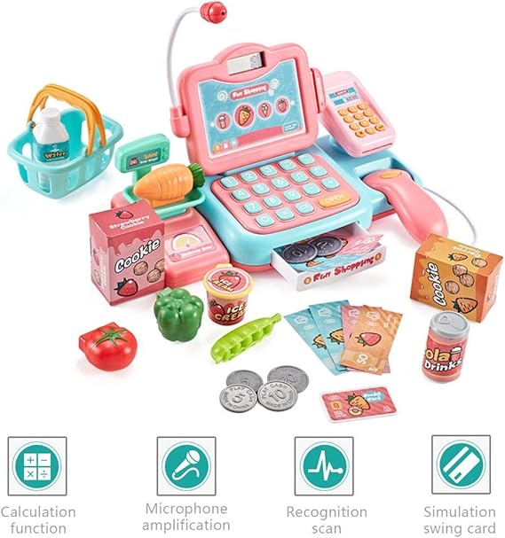 Kingpo Simulacion Cajero Bebe Supermercado Caja Registradora De Juguete Conjunto De Tarjeta De Simulacion De Exploracion Juego De Ninos Juguetes Educativos De Los Ninos Casa Juguetes Del Hogar Juegos De Imitacion Kudzuandcompany Com
