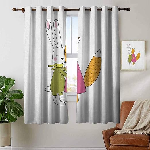 Amazon Com Petpany Room Darkening Wide Curtains Animal Fox And