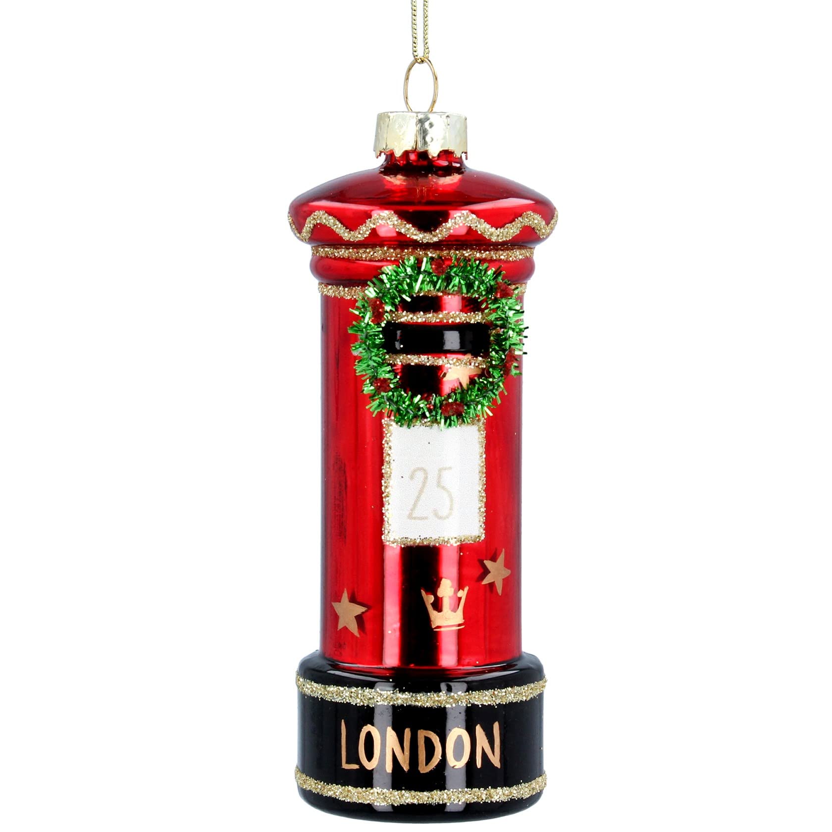 Gisela Graham London Glass Post Box Hanging Decoration