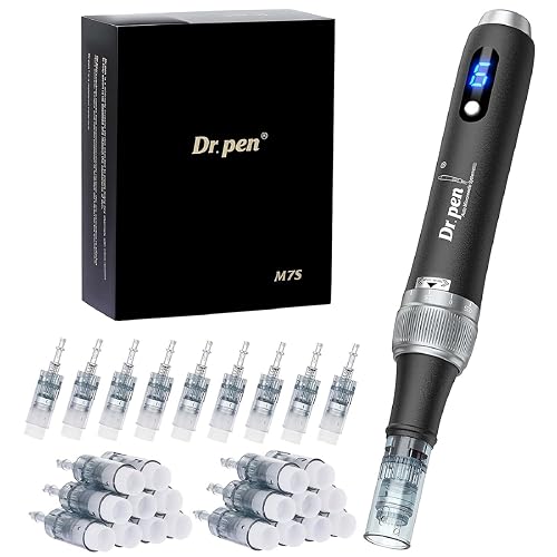 Dr.pen M7S Microneedling Pen, 2025 Dr.pen's Latest Model, Anti-Wrinkles and Scars, Dr.pen Microneedling with 27Pcs Cartridges(9 Types), Professional Microneedling for Face/Body/Hair Growth, Black