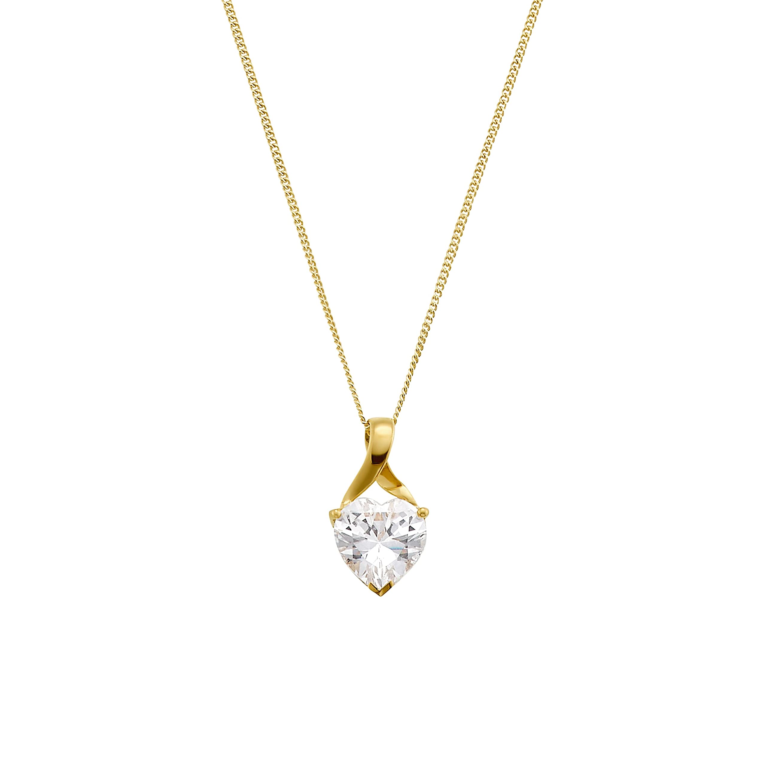 Amor Chain with pendant Women Sets, with Zirconia synth., 42 cm, Gold, Heart, Comes in jewelry gift box, 2014209