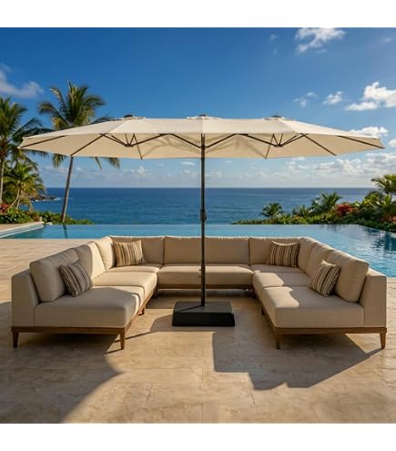 13FT Large Outdoor Patio Umbrella with Crank Handle,Large Rectangular Outdoor Market Umbrella Sun Protection for Pool,Market,Deck, Backyard,Beach,without Base(Blue) : Patio, Lawn & Garden