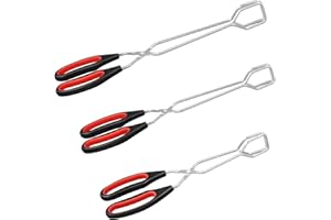 WJZXTEK Scissor Tongs, 3-Piece Set: 9-Inch, 11-Inch, 12-Inch Heavy Duty Stainless Steel Kitchen Barbecue Tongs with Silicone 