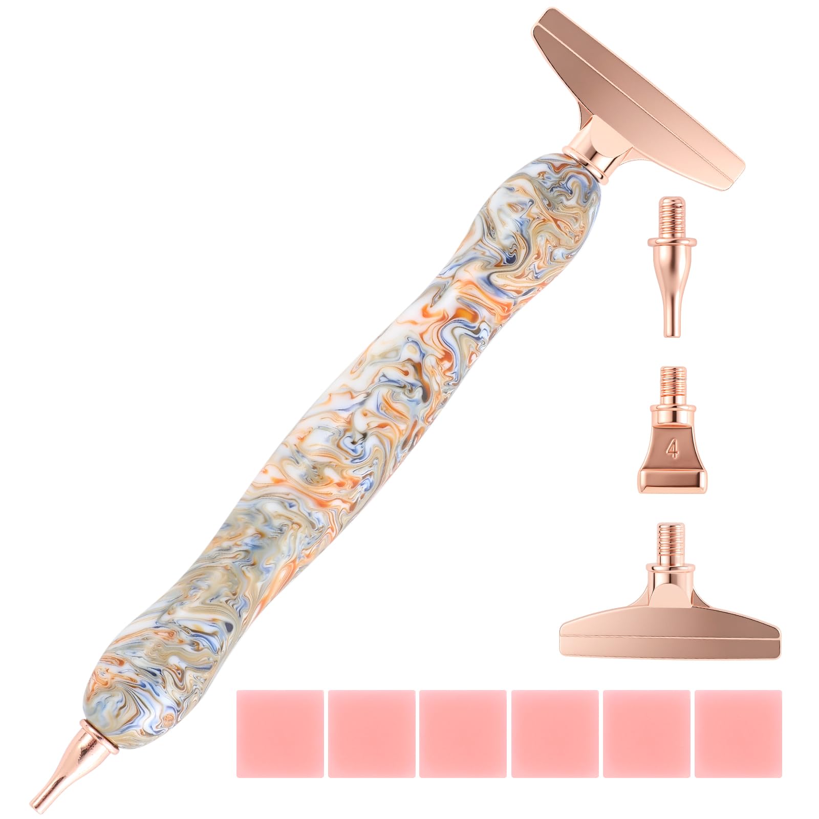 papasgix 20 Pcs Diamond Painting Pens Kits, Diamond Art Metal Drill Pen Tips with Multi Replacement Pen Heads, 5D Diamond Painting Accessories Tools for DIY Craft Crystal Drill Bead (Orange 6 Pcs)