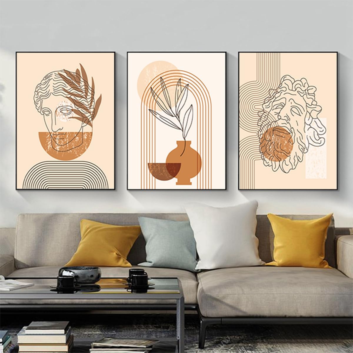 PYNVDD Set of 3 Posters Abstract Botanical Leaf Print Posters, Modern Abstract Bohemian Posters, Without Frame (Picture-04.50 x 70 cm x 3 Pieces)