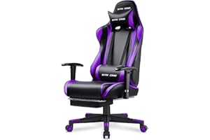 GTRACING Gaming Chair with Footrest, Ergonomic Computer Game Desk Chair, Recline Gaming Chair Seat Height Adjustment, Swivel Rocker with Headrest and Lumbar (Purple)
