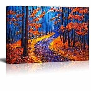 Canvas Prints Wall Art - Original Oil Painting Showing Beautiful Autumn Forest on Canvas - 12" x 18"