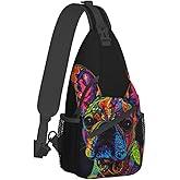 Mqtzyiwx Pitbull Florecent Dog Sling Backpack Hiking Backpack Crossbody Bag Sports Lightweight And waterproof Chest Bag Shoulder Bag For Women Men