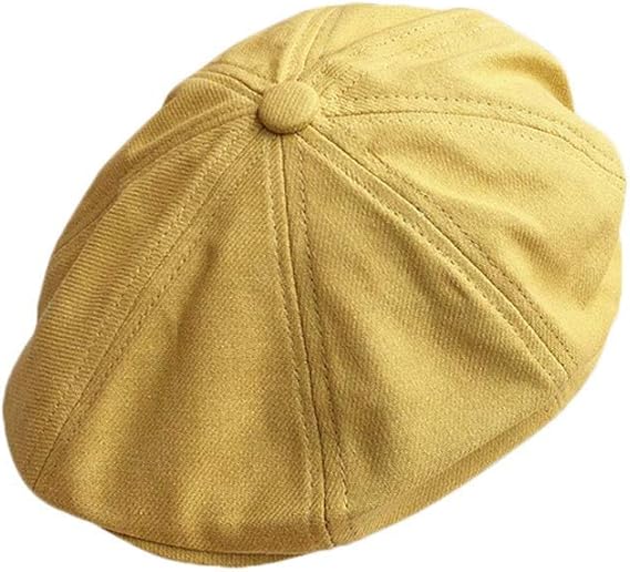 Amazon Co Jp Jpiue 英国のレトロフォワードキャップメンズヨーロッパやアメリカの小さな頭ベレー女性のポート風ワイルドダックハット56 58センチメートル調整可能 Color Yellow 服 ファッション小物