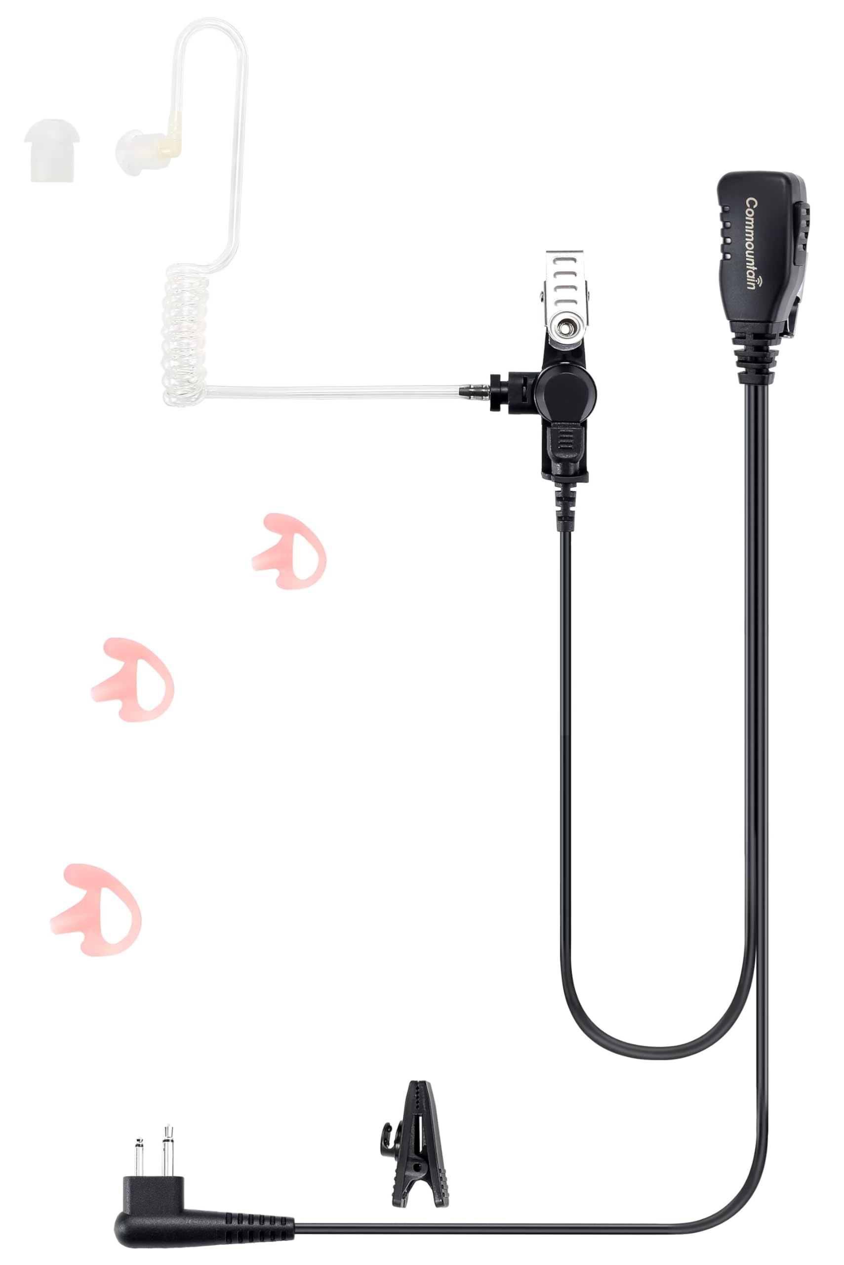 Photo 1 of commountain earpiece for Motorola Walkie Talkie and Radio with PTT/Mic, Compatible for CP200D CP100D R2 CP200 CP185 BPR40 CLS1410 CLS1110 RMU2040 RMU2080D, Acoustic Tube Surveillance Headset, 2 Pin
