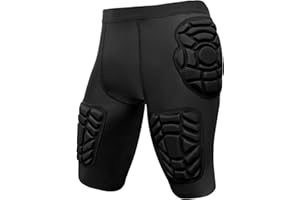 Topeter Padded Compression Shorts, Tights with Hip, Thigh, Tailbone Padding, 5 Pad Football Girdle