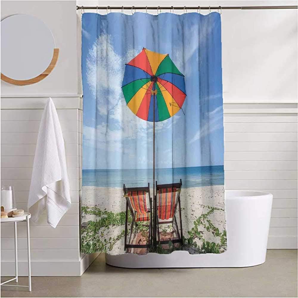 Shower Curtain Liners SeasidePair of Chairs and Colorful Umbrella on