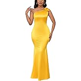 FairyLove Women's One Shoulder Sleeveless Formal Ruched Bodycon Fashion Dress Belted Cocktail Dresses