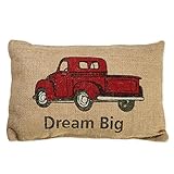 Red Truck Dream Big 8 x 12 inch Rectangular Burlap Inspirational Throw Pillow