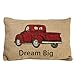 Red Truck Dream Big 8 x 12 inch Rectangular Burlap Inspirational Throw Pillow