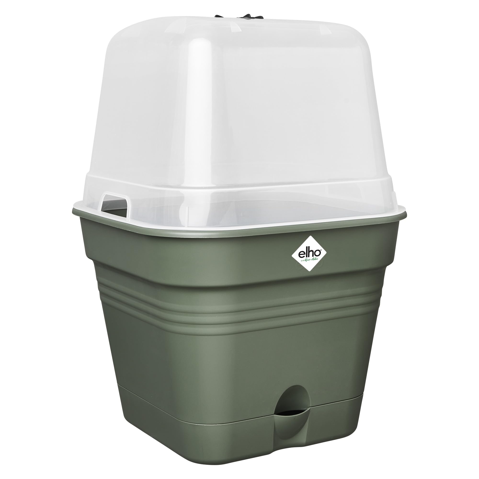 elho Green Basics Growpot Square Allin1 15 - Flower Pot for Grow your own - Ø 15.0 x H 12.1 cm - Green/Leaf Green