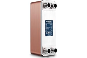 Alecoil 4"x12" 40 Plates Heat Exchanger with 1" MPT Port Water to Water 316L Stainless Steel Brazed Plate Heat Exchanger for Water Heating, Floor Heating, Commercial and Industrial Refrigeration