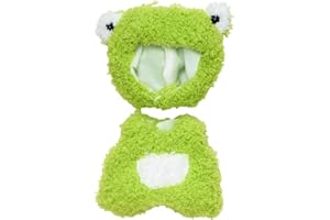 CALEMBOU Plush Doll Clothes, Cute Cartoon Animal Series Plush Doll Clothes Suit for 17cm Labubu, Kawaii Doll Clothes for Birthday Gifts (Green Frog)(Only Clothes)