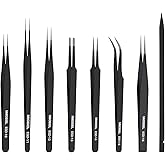 MMOBIEL 7X Industrial Precision ESD Tweezers Anti-Static Stainless Steel for Electronic Tools. Jewelry. Computer etc.