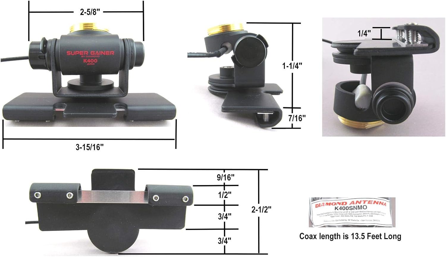 Diamond K400S-NMO Lip mount, 2-axis adjustable Antenna Vehicle Mount: Car Electronics