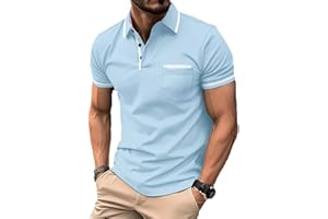 ROOMLINE Men's Polo Shirts 2025 Short Sleeve Casual Polo T Shirt Color Block Slim Fit Golf Shirts with Pocket