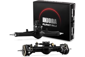 INJORA +4mm Front and Rear Nylon Planet Axles with Double Joint Shafts & Brass Steering Knuckles for 1/24 Axial SCX24