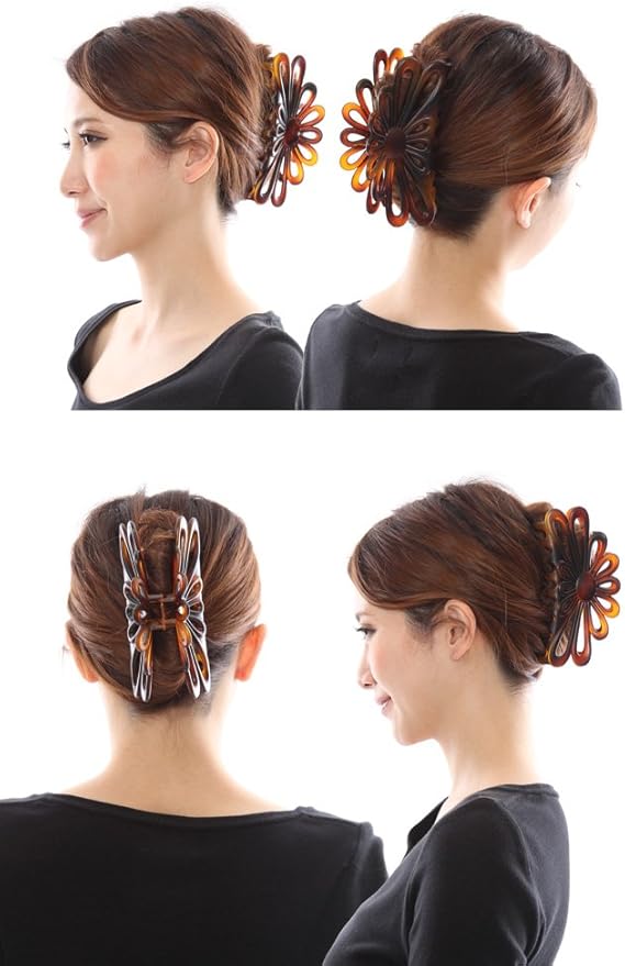 Amazon Co Jp 最大級 バンスクリップ Xxl 特大ガッツリとめるmega Max デコ ブラウン リング 服 ファッション小物