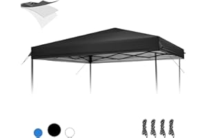 Gotruth 10×10 Canopy Replacement Top Cover, Pop Up Canopy Tent Cover with Windproof Ropes for Straight Leg Frame, Waterproof Canopy Top for Garden Patio Camping (Top Only)(Black)