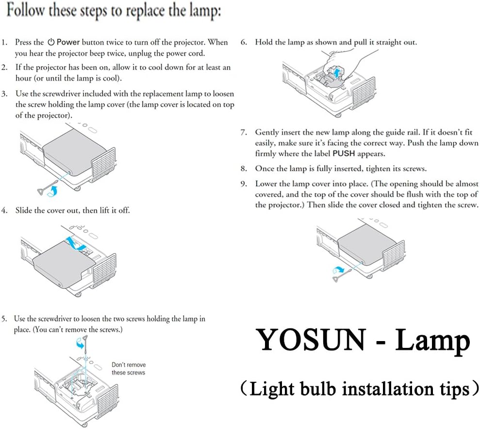 YOSUN V13H010L42 Projector Bulb for Epson ELPLP42 PowerLite Home Cinema 83+ 83C 410W 400W 822P 822+ EB-400WE EMP-400WE 410W 822H 83H EX90 emp-280 Replacement Projector Lamp Bulb: Home Audio & Theater
