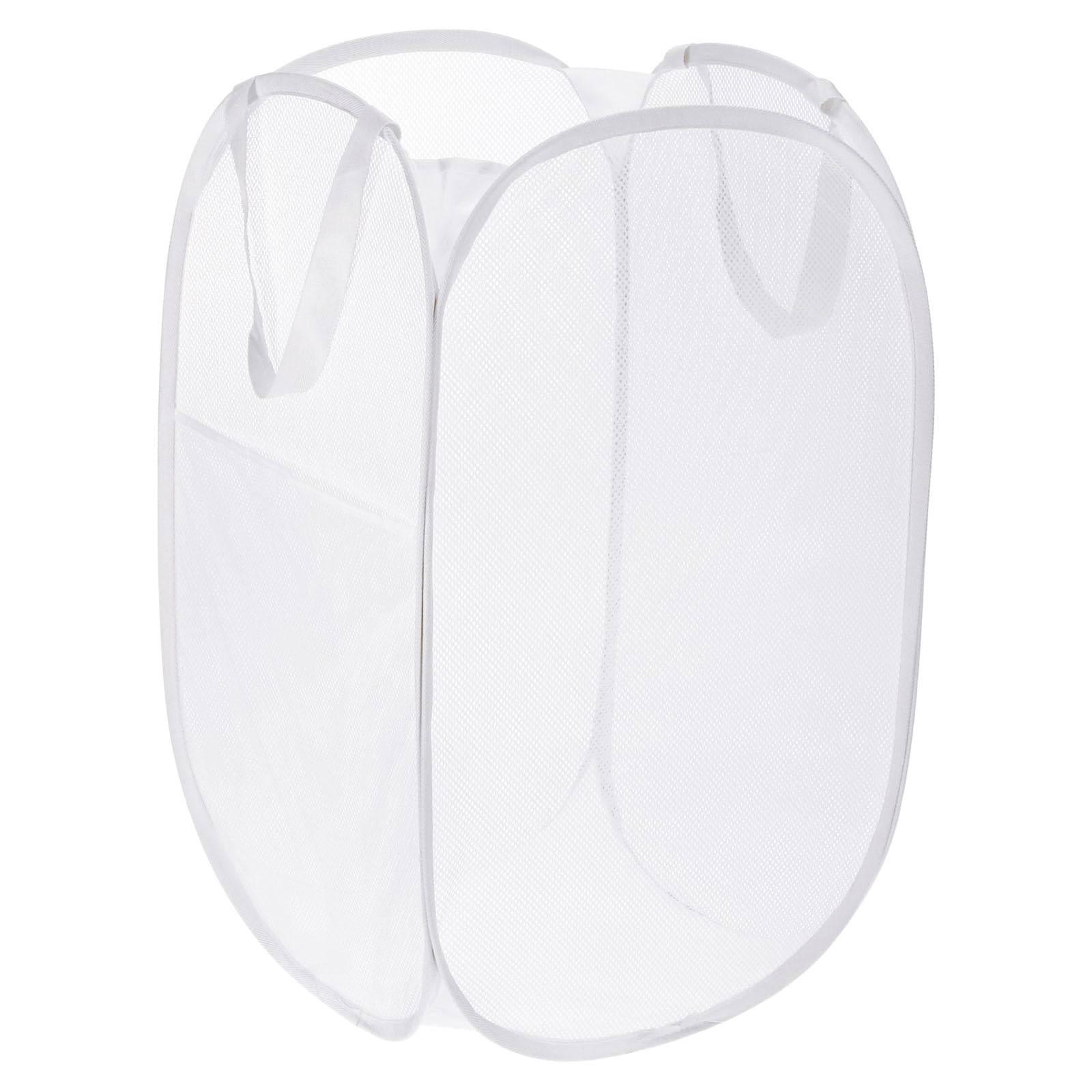 PATIKIL Mesh Laundry Hamper, Collapsible Laundry Baskets Bag with Handles for Laundry Room, Travel, White