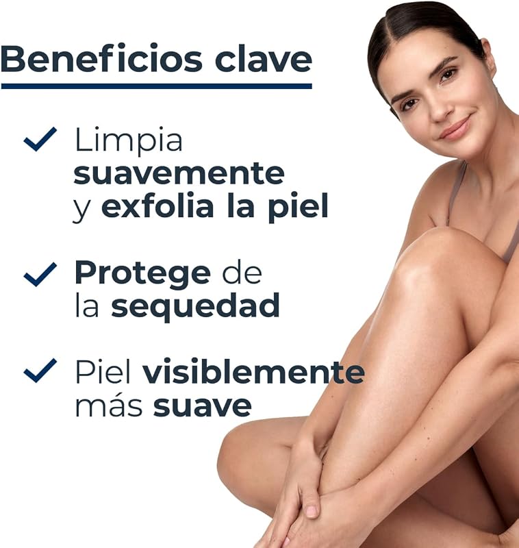 Gel de Banho Suave UreaRepair 5% Ureia (400 ml), gel de limpeza hidratante e esfoliante para o rosto e corpo para alívio imediato, espuma de limpeza para pele seca e muito seca