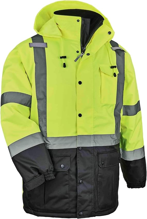 High Visibility Reflective Winter Safety Jacket, Insulated Parka, ANSI