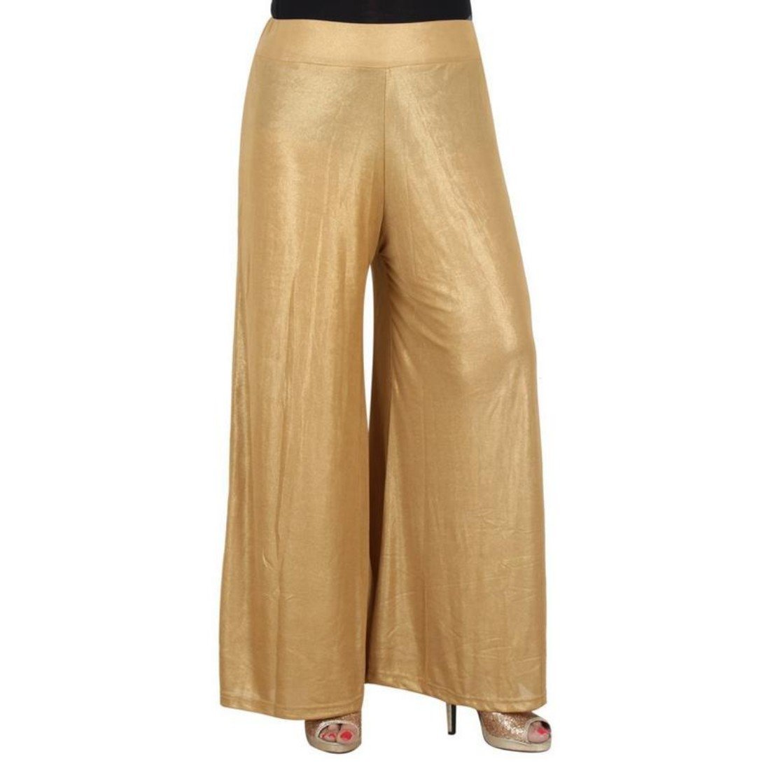 dream desi women's viscose golden ethnic palazzo for all plus size and small size