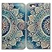 Bcov Case for iPhone 6s/iPhone 6, Bcov Green Circular Mandala Card Slot Wallet Leather Cover Case for iPhone 6 6S