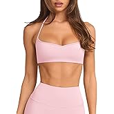 LASLULU Womens Adjustable Spaghetti Straps Sports Bra Sweetheart Neck Wireless Padded Workout Yoga Crop Tops