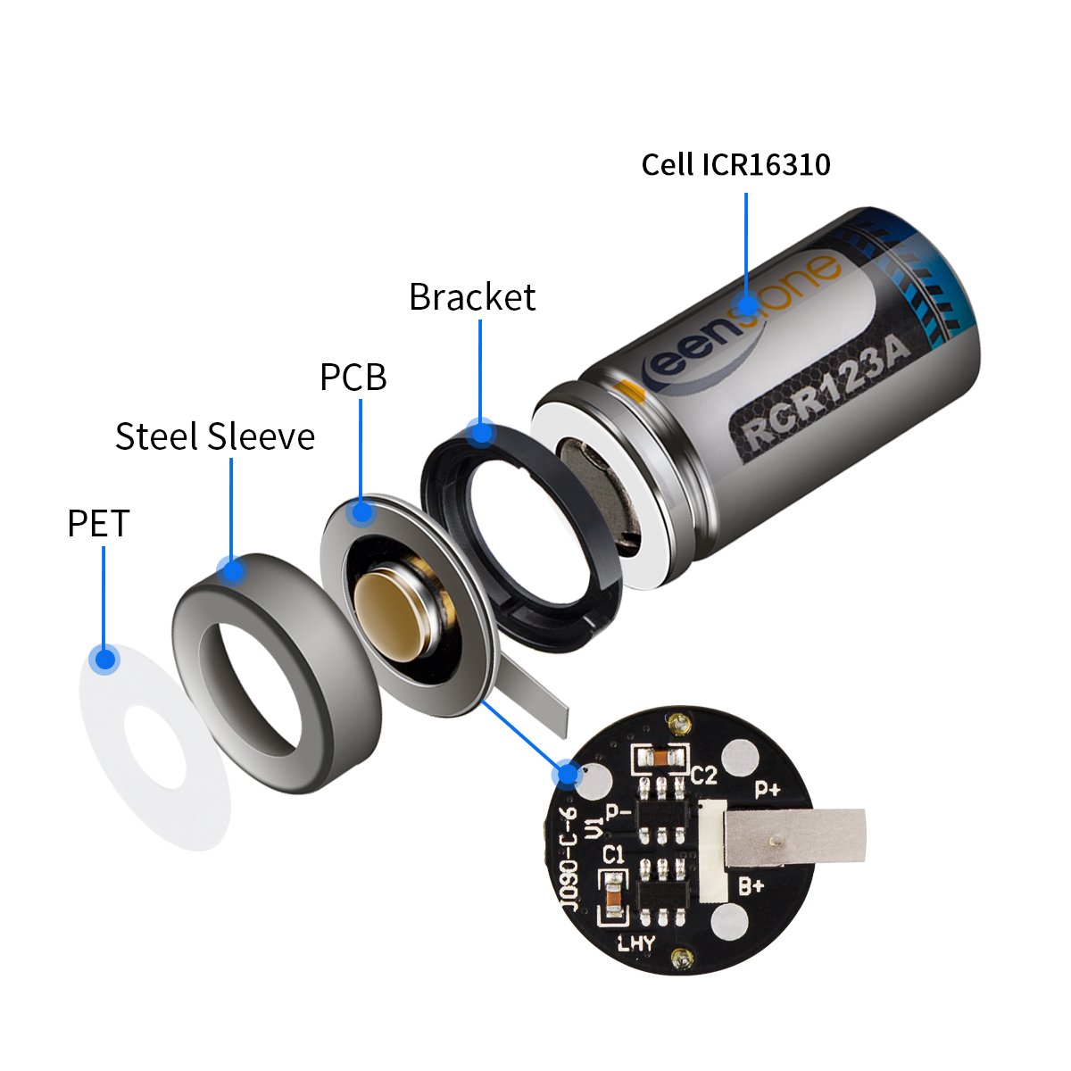 RCR123A Rechargeable Batteries and Charger, Keenstone 12Pcs 3.7V 700mAh Li-ion Battery w/ 8-Ports Charger and Camera Skin for Arlo VMS3030/3230/3330/3430/3530 Security Cameras