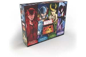 USAOPOLY Marvel Dice Throne 4-Hero Box with Scarlet Witch, Thor, Loki & Spider-Man - 2-4 Player Competitive Dice Game, Black